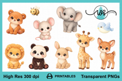 Baby Animal Clipart Bundle, Woodland Nursery PNG Set Product Image 2