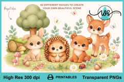 Baby Animal Clipart Bundle, Woodland Nursery PNG Set Product Image 8