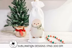 baby seal illustration shown on a christmas bag