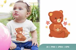 Lovely Mother Bear and Little Cub for Baby or Kids Apparel Product Image 1