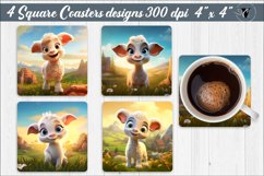 Square Coasters | Baby animals sublimation Product Image 1