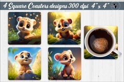 Square Coasters png | Baby animals sublimation Product Image 1