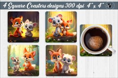 Square Coasters | Baby animals sublimation Product Image 1