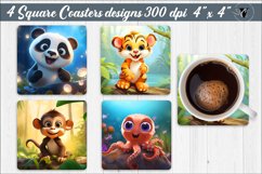 Square Coasters png | Baby animals sublimation Product Image 1