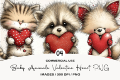 Baby Animals Valentine Heart PNG Product Image 1