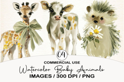 Baby Animals Watercolor Clipart Product Image 1
