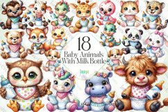 Baby Animals With Milk Bottle Product Image 1