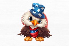 Cute Baby Bald Eagle 4th of July Watercolor Clipart Product Image 3