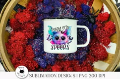 cute halloween sublimation design with a rainbow baby bat shown on a mug