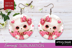 Baby Bear Valentine Round Earrings Cute Valentines Day PNG Product Image 1