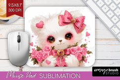 Baby Bear Valentine Mouse Pad Sublimation Cute Valentines Product Image 1