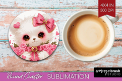 Baby Bear Valentine Round Coaster Cute Valentines Day PNG Product Image 1