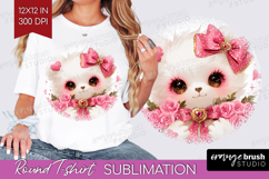 Baby Bear Valentine Round Tshirt Background Cute Valentines Product Image 1