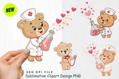 Baby Bear as a Nurse with Ice Pack and Band Aids Clipart Product Image 1