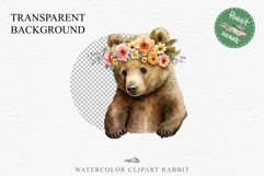 Baby Bear Forest Animals Clipart PNG Scrapbooking Nursery Art Image Watercolor  Transparent Print invitation shirt designs sublimation kids printable digital watercolor baby Bear floral, scrapbooking clipart, sublimation nursery drawing, forest animals