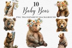 Baby Bear Forest Animals Clipart PNG Scrapbooking Nursery Art Image Watercolor  Transparent Print invitation shirt designs sublimation kids printable digital