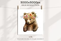 Baby Bear Forest Animals Clipart PNG Scrapbooking Nursery Art Image Watercolor  Transparent Print invitation shirt designs sublimation kids printable digital watercolor baby Bear floral, scrapbooking clipart, sublimation nursery drawing, forest animals