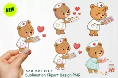 Baby Bear Nurse Giving Love Filled Valentine's Day Clipart Product Image 1