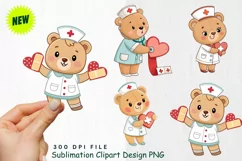 Baby Bear Nurse with Heart Bandages Valentine's Cure Clipart Product Image 1