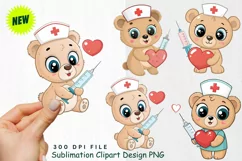 Baby Bear Nurse with Heart Bandages Valentine's Cure Clipart Product Image 1