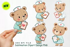 Baby Bear Nurse with Heart Bandages Valentine's Cure Clipart Product Image 1
