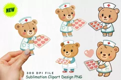 Baby Bear Nurse with Heart Bandages Valentine's Cure Clipart Product Image 1