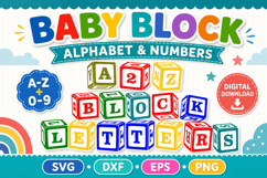 Baby Blocks Alphabets letters SVG bundle - 26 A-Z, 0-9 Product Image 1