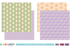 Baby bottle Halloween digital paper in green and pastel tones
