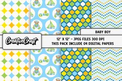 Baby Boy Digital Papers, baby shower scrapbook designs Product Image 1