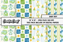 Baby Boy Digital Papers, baby shower scrapbook designs Product Image 1