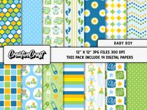 Baby Boy Digital Paper and Clipart png, baby illustration Product Image 2