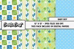 Baby Boy Digital Papers, baby shower scrapbook designs Product Image 1