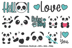 Nursery animal clipart featuring adorable panda characters