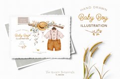 Greeting card with Boy’s clothes illustration and flower