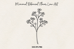 Minimal Botanical Flower SVG, Thin Line Floral Outline, PNG. Product Image 1