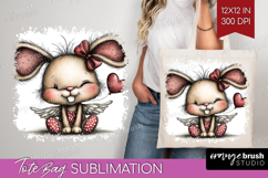 Baby Bunny Valentine Tote Bag Whimsical Animal Tote Bag PNG Product Image 1
