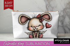 Baby Bunny Valentine Cosmetic Bag Whimsical Animal Makeup Product Image 1