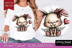 Baby Bunny Valentine Round Tshirt Background Whimsical PNG Product Image 1