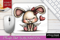 Baby Bunny Valentine Mouse Pad Sublimation Whimsical Animal Product Image 1