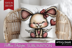 Baby Bunny Valentine Pillow Sublimation Whimsical Animal Product Image 1
