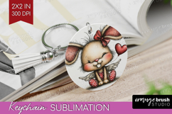 Baby Bunny Valentine Keychain PNG Whimsical Animal Keychain Product Image 1