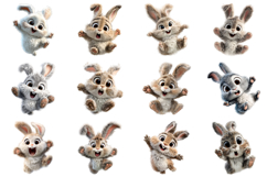 Cute Bunny PNG Clipart Bundle Product Image 2