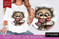 Baby Cat Valentine Round Tshirt Background Whimsical Animal Product Image 1