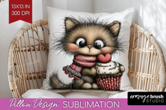 Baby Cat Valentine Pillow Sublimation Whimsical Animal Cover Product Image 1
