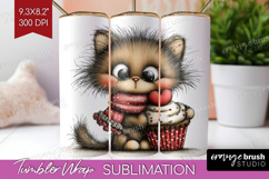 Baby Cat Valentine Tumbler Wrap Whimsical Animal Tumbler PNG Product Image 1