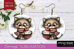 Baby Cat Valentine Round Earrings Whimsical Animal PNG Product Image 1