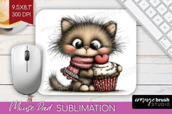 Baby Cat Valentine Mouse Pad Sublimation Whimsical Animal Product Image 1