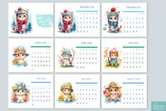 Watercolor Baby Cat Wearing Hat | Printable Calendar 2024 Product Image 2