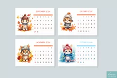 Watercolor Baby Cat Wearing Hat | Printable Calendar 2024 Product Image 3