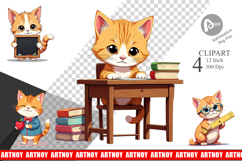 School Baby Cat Clipart Product Image 1